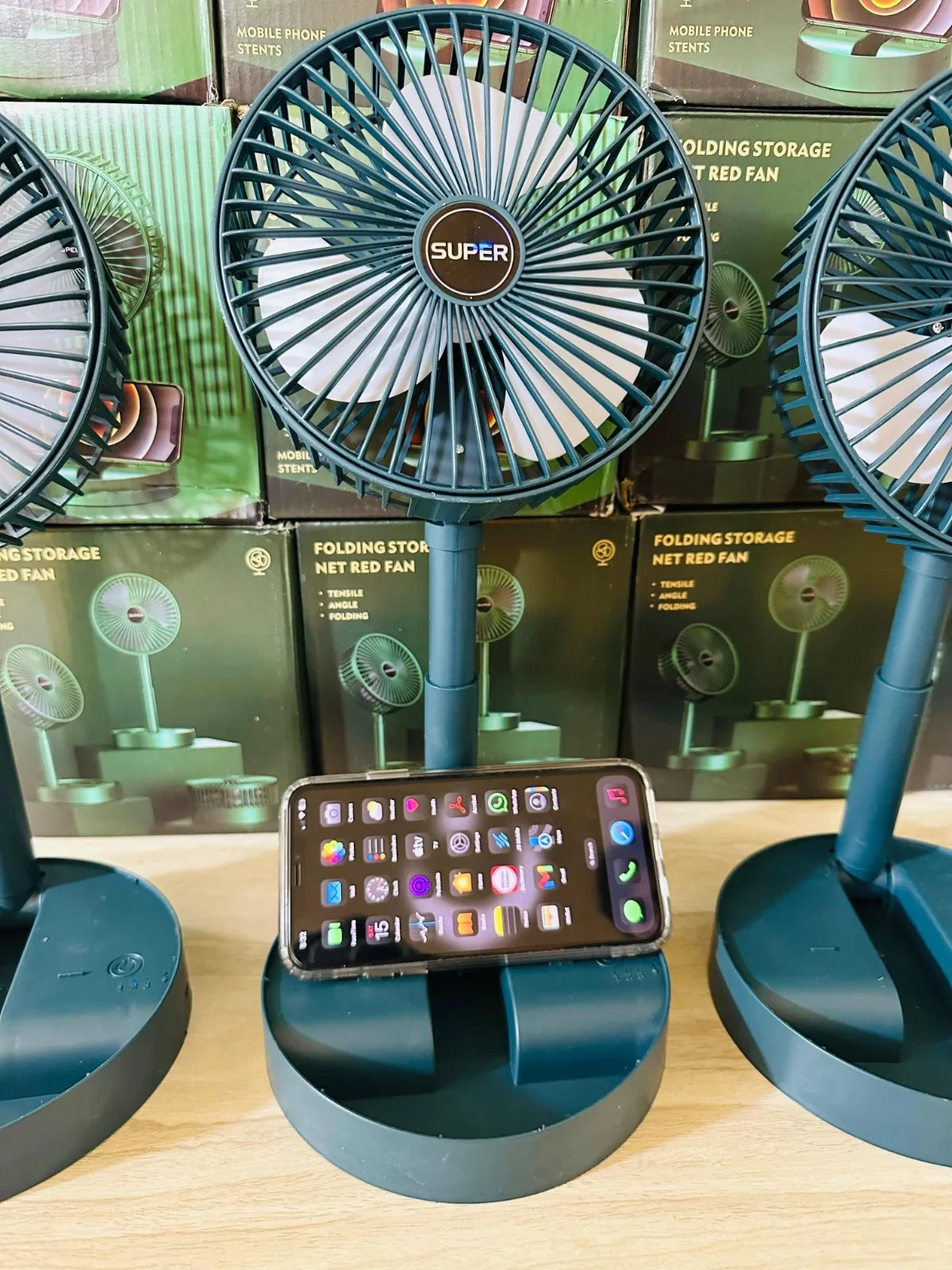 Folding Table Fan in Pakistan – Rechargeable Telescopic 3 Speed Desk Fan
