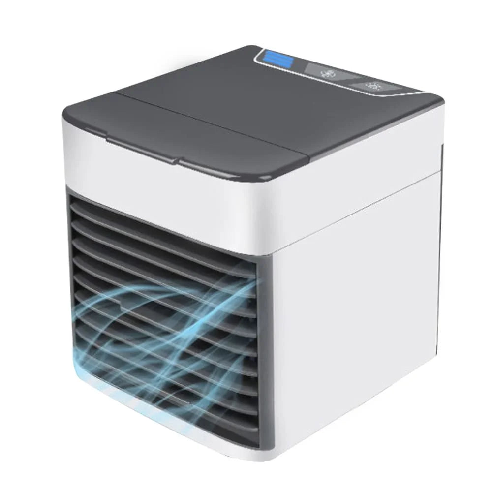 Portable air conditioner with cooling effect on a white background