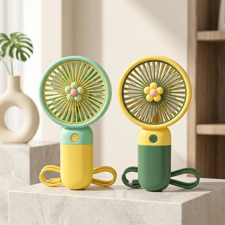 Mini Cute Flower Fan with 3 speed Rechargeable Fan