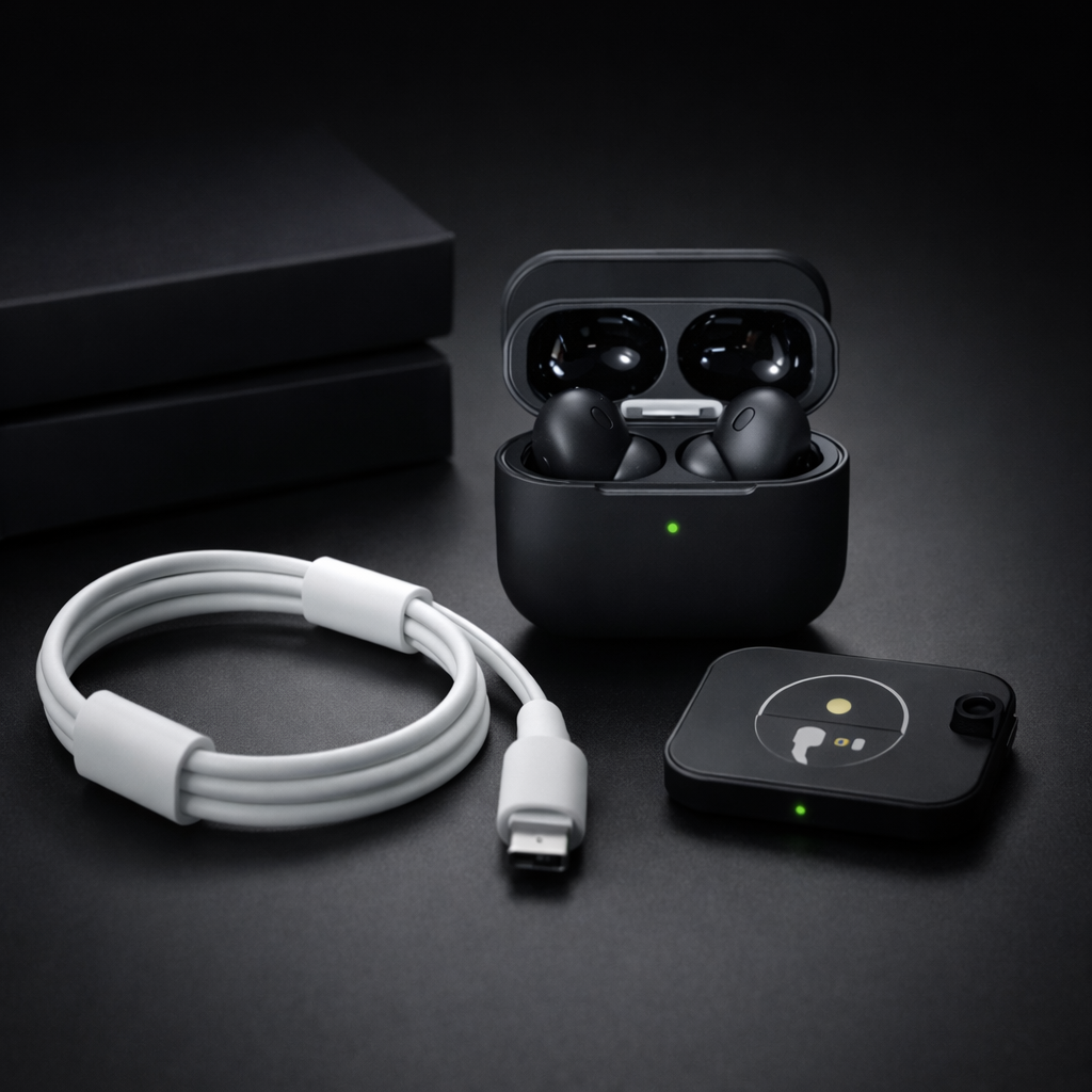 Premium black earbuds