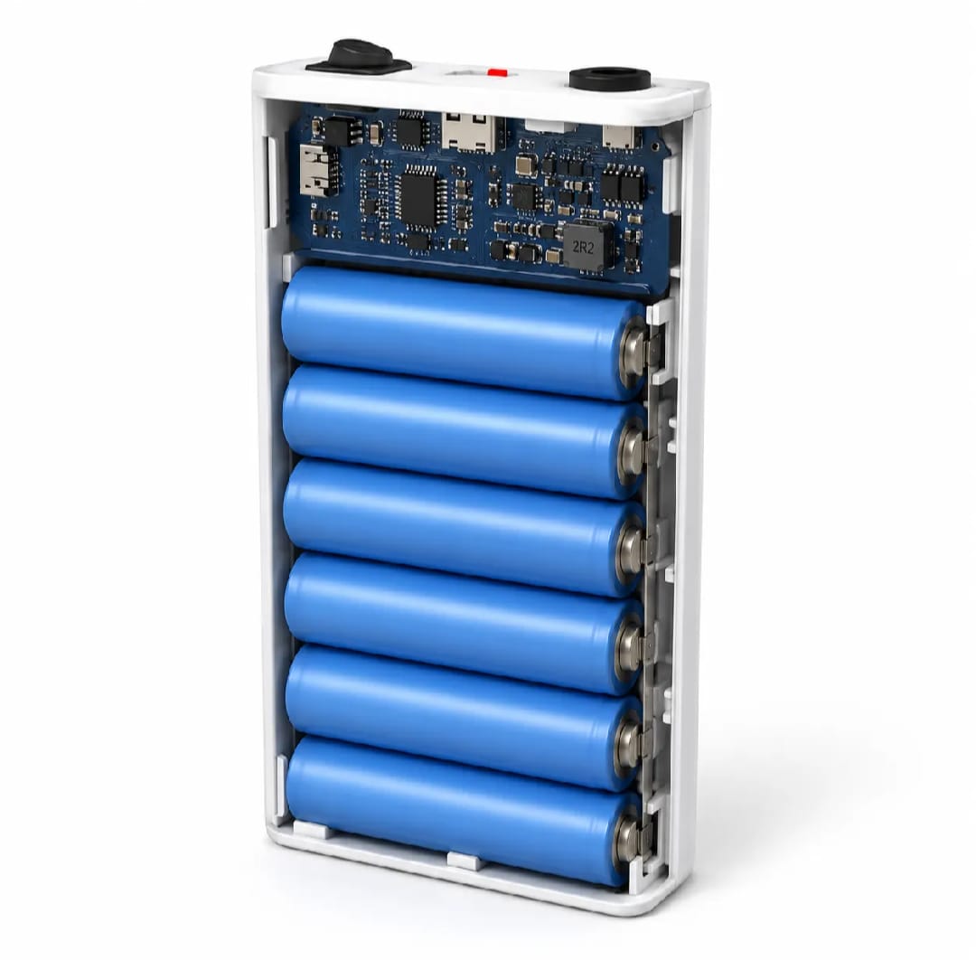 Close-up of the smart IC chip inside the best power bank for wifi router during load shedding