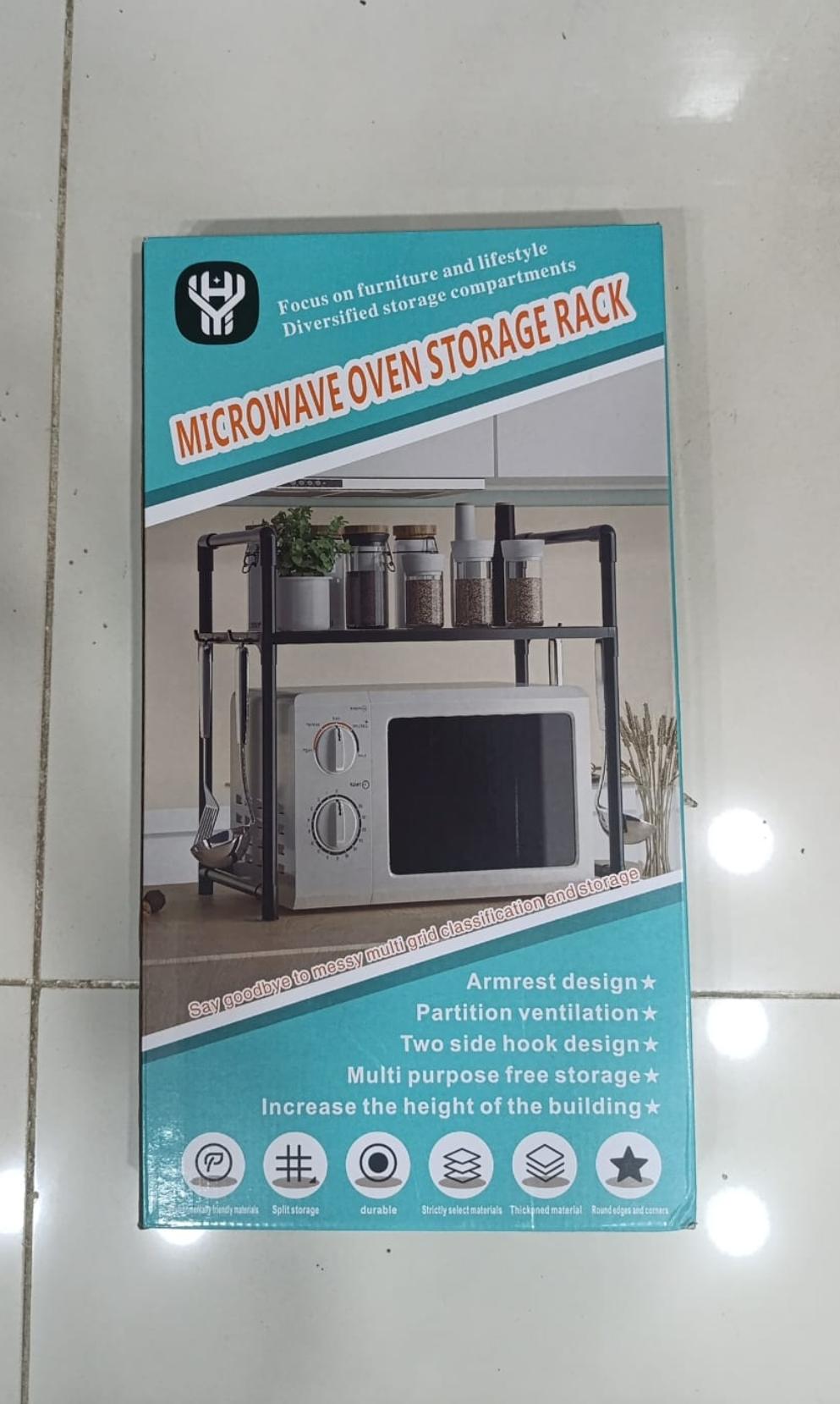 Easy to assemble components of the modern microwave oven storage rack