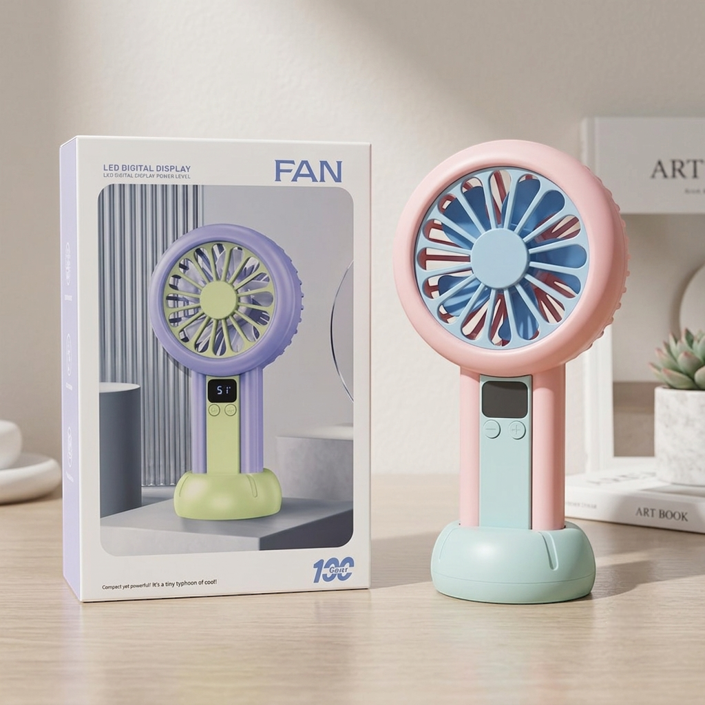 LED Digital Display Mini Fan Battery Indicator