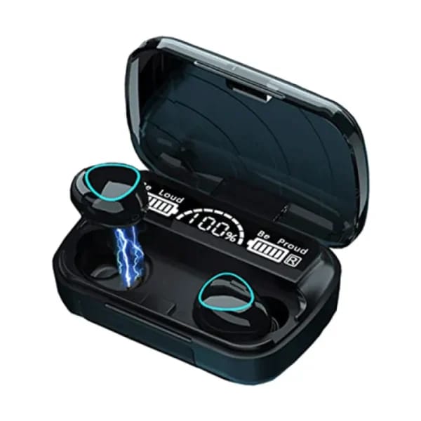 M10 Wireless Bluetooth Earbuds with 2000mAh Charging Case Front View
